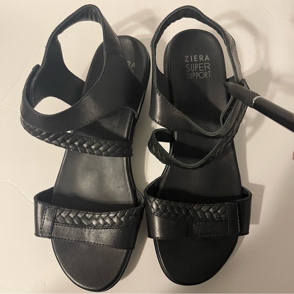 Ziera Women’s Cross Strap Leather Super Support Black Sandal Size 38 (7.5) - Picture 6 of 8